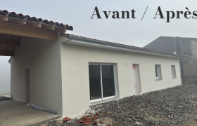 Réalisation d'un enduit crépis monocouches finition graté à Labruguière 81290